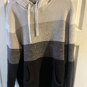Men's Black and Gray Striped Sweater Hoodie